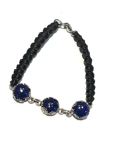 Bracelet en argent et lapis-lazuli macramé pour look bohème