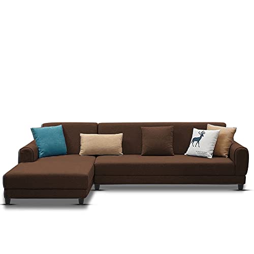 Image of Kraven LHS 6 Seater L Shape Sofa Set for Living Room (Brown Fabric)
