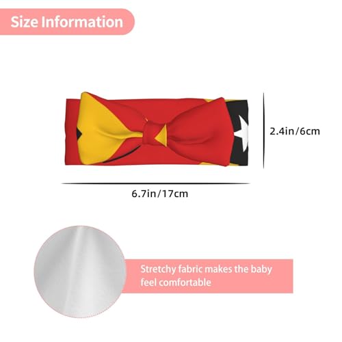 Flag of Timor-Leste Baby Bow Headband. Comfortable baby headband, suitable for daily wear and photo props.3