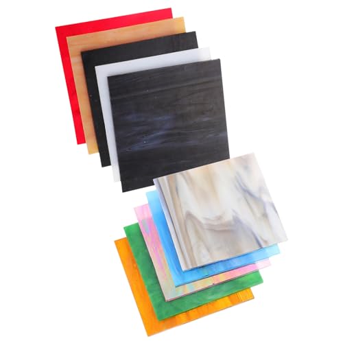 Toyvian Plaques de Verre Coloré pour Vitraux d'Église Mosaïque DIY 10 X 10 CM Lot de 10 Pièces Multicolores Effet Vague Accessoires Créatifs pour Décoration...