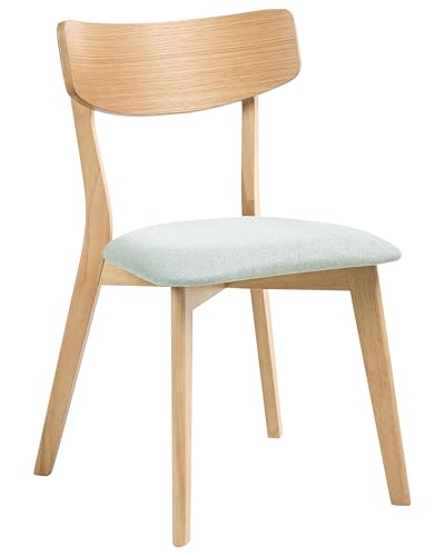 Beliani Conjunto de 2 sillas de Comedor Retro sin reposabrazos Asiento de Tela marrón Claro y Verde Menta Hope