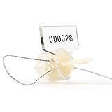 Leadseals(R) Anti-Tamper Twist Tight Roto Security Meter Seals High Electric Security Utility Plastic Padlock Gas Meter Seals Numbered (Pack of 100 PCS) with Stainless Wire (100 m) (White)