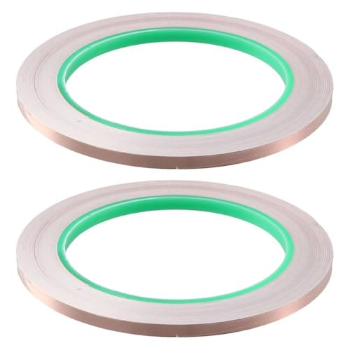 Image of Conductive Copper Tape 2pcs Adhesive Wide Application Double-Sided Conductive Tape Copper Foil Tape Durable Self-Adhering