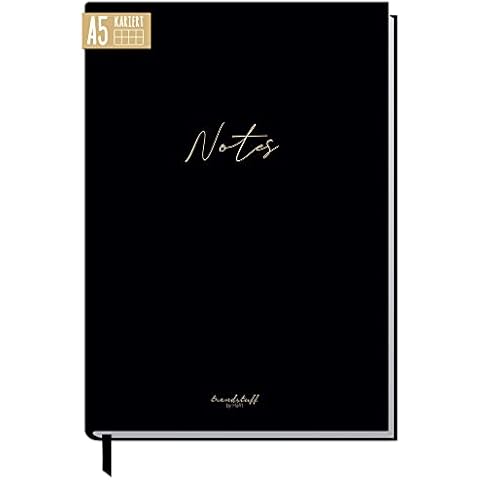 Häfft Notizbuch A5 kariert von Trendstuff by 124 Seiten Cover