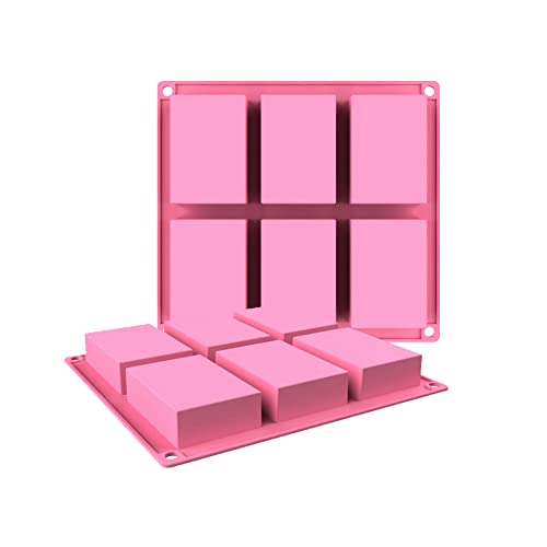 CANDeal 2er-Pack rechteckige Silikonformen für Karamellbonbons mit 6 Vertiefungen, Schokoriegelform, große Eiswürfelschale, Mini-Kuchenbackformen, Pralinen, Gummibärchen, Geleeform Cover