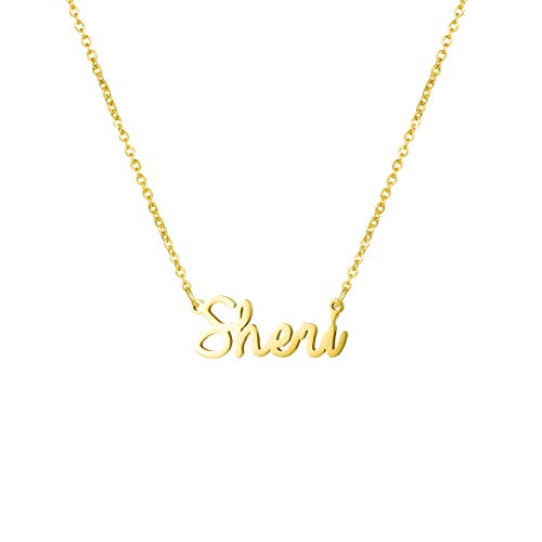 Women Jewelry Name Necklace Big Initial Gold Plated Best Friend Girls Women Gift for Her Sheri