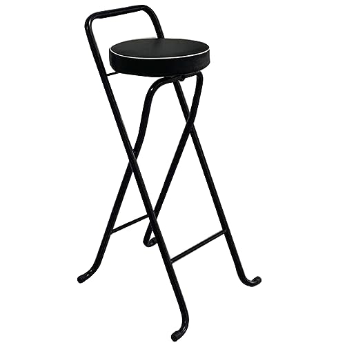 XSMYdpUS Folding Bar Stool (32inch/80cm)- Comfortable Padded Seat -Kitchen Counter Breakfast Bar Desk Stool Chair - Portable High Chair Stool for Picnic Garden Party (Color : Black B)