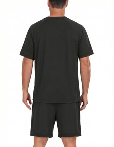 Image of Mens Pajamas Set Lightweight Summer Pjs Sleepwear Soft Comfy Short Sleeve Loungewear With Pocket (S-4X)