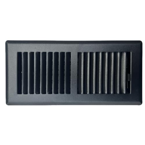 Image of 4 inch x 14 inch Black Floor Register 2 Way - Stamped Face Steel Vent Cover, HVAC Floor Grille for AC Heat, Fits 4x14 Duct Opening, Heavy Duty Metal Register