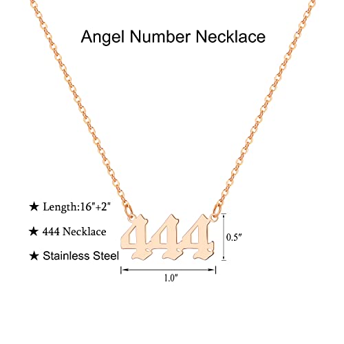 Tavuala Angel Number Necklace For Women, 18K Rose Gold Plated 000 111 222 333 444 555 666 777 888 999 Necklace Numerology Jewelry (444) #TOP4