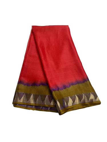 Image of Women's Bhagalpuri Pure Kota Doria Silk Net Saree With Temple Zari Border and Running Blouse Piece