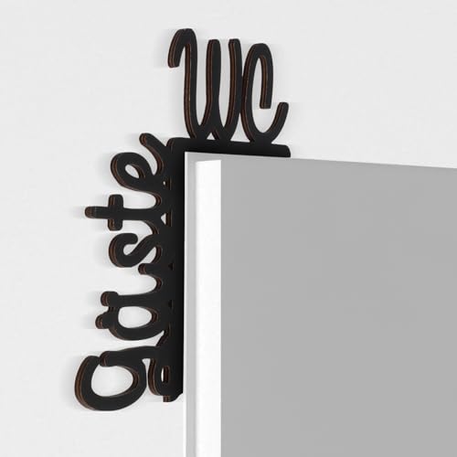 HJZHII Gäste WC Türrahmenschild, Holz Toiletten Schild Schwarz Kein...