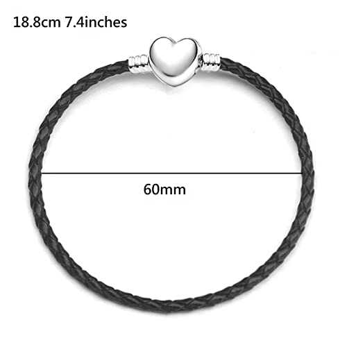 Jmqjewelry Halloween Black Leather Braided For Beads Womens Bead Charms For Bracelets Grandma Granddaughter Son Daughter Wife Husband 18.8Cm 7.4In 2023 #TOP2