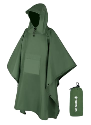 TOMSHOO Regenponcho Herren Damen Leicht Wasserdicht Atmungsaktiv Regencape