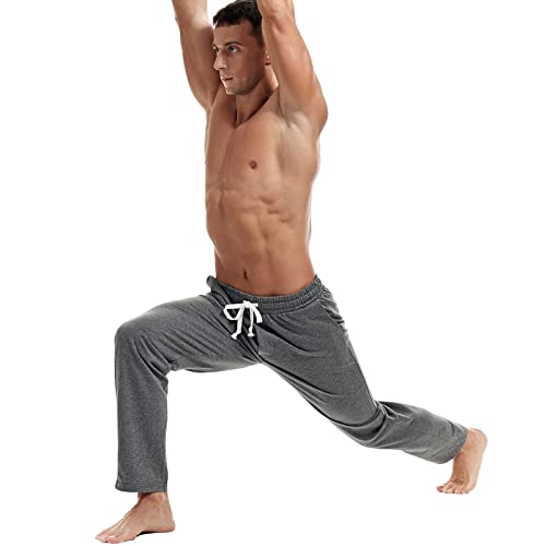 Amy Coulee Mens Cotton Athletic Pants Open Bottom Running Sweatpants Straight Leg Casual Joggers With Pockets (Dark Gray, Xl) #TOP1