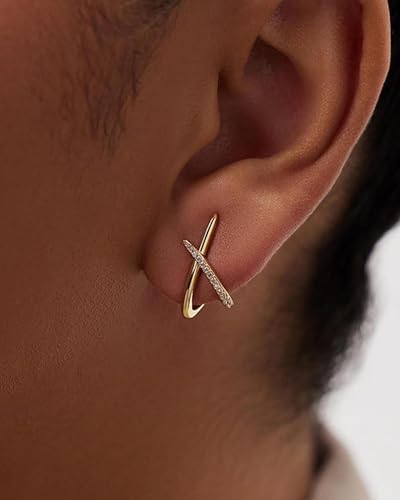 Gold Earrings for Women Trendy,14K Gold Stud Earrings Dainty Earrings Simple Minimalist Cubic Zirconia Diamond Gold Earrings Hypoallergenic Earring for Women Gifts2