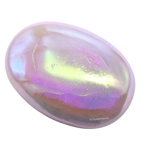 Image of Crystal Heaven Angel Aura Quartz Crystal Palm Pebbles Stones For Anxiety Stress Relief Massage-Aaa Grade Original Healing Gemstone Agate Palm Stone For Yoga Meditation Spiritual Reiki Feng Shui