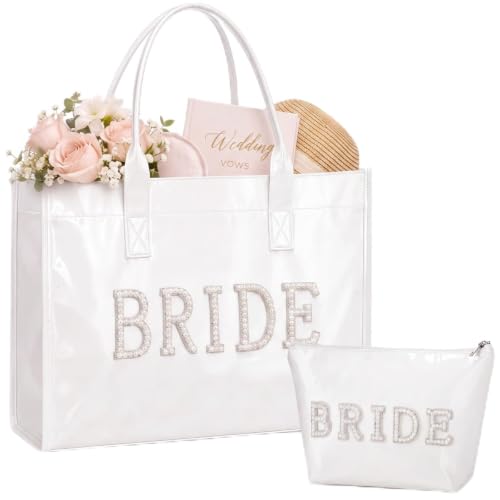 Yeyeplum 2 peças, sacola de PVC para noivas, presente de noiva para mulheres, à prova d'água, presente de viagem, dama de honra, noivado, casamento, despedida de solteira, presentes para casal, noiva