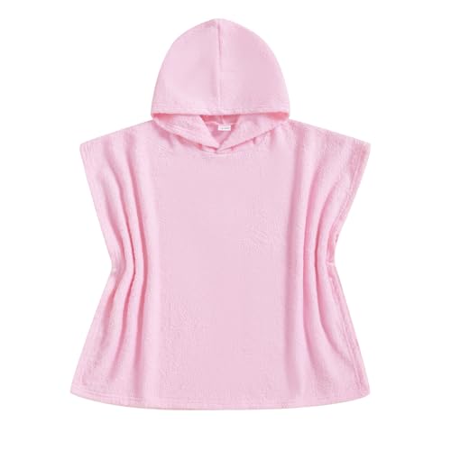 Image of woshilaocai Toddler Swim Coverup Boy Girl Terry Cloth Hooded Poncho | Baby Swimsuit Cover Up for Pool, Surf, Solid Color, Swimming Cover-ups for 1-8 Years Old Little Kids, Summer Beach Towel