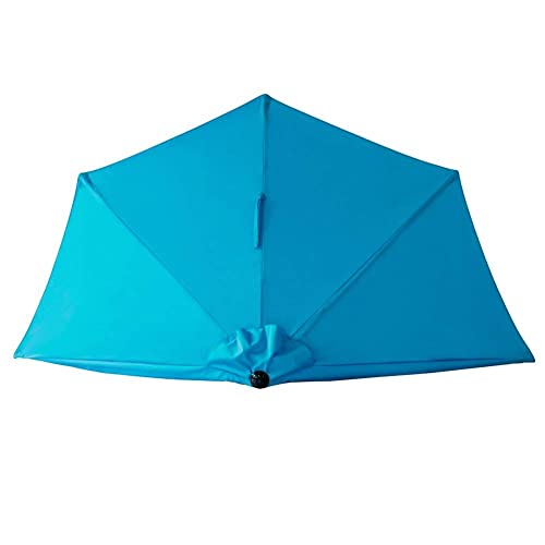 Flame&Shade 9 Ft Half Round Outdoor Market Patio Table Umbrella With Tilt For Wall Balcony, Aqua Blue #TOP3