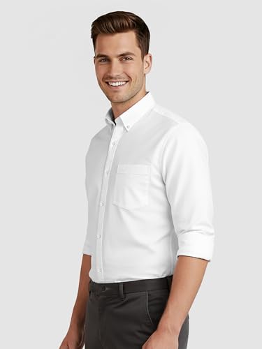 Image of Beyoung Oxford Cotton Shirt for Men | Premium Oxford Fabric | Regular Fit | Button-Down Collar
