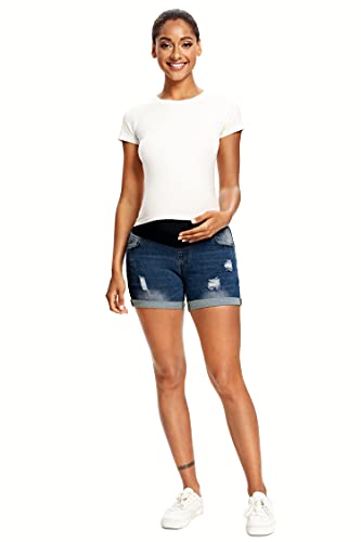 Short de maternité en jean stretch bleu vêtement grossesse XXL - 5