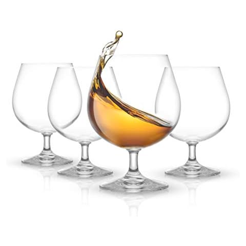 JoyJolt Brandy Glasses - Cask Collection Set of 4 Cognac Glasses - 13.5Oz Crystal Snifter Set - Premium Quality Craftsmanship - Ultra-Elegant Design - Perfect Size for Brandy, Cognac - Made in Europe Cover