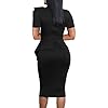 LAGSHIAN-Women-Fashion-Peplum-Bodycon-Short-Sleeve-Bow-Club-Ruffle-Pencil-Party-Dress LAGSHIAN Women Fashion Peplum Bodycon Short Sleeve Bow Club Ruffle Pencil Party Dress Black
