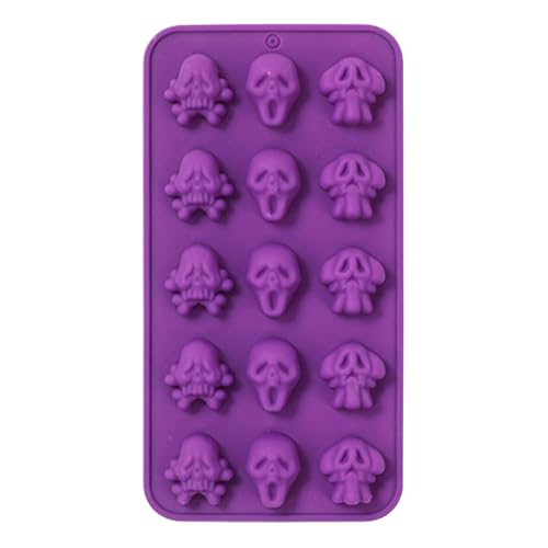 Silicona Skull - Forma de silicona reutilizable 15- | Formas de hielo de silicona del cráneo | Esqueleto Head Ice Maker Forma de congelador para cubos de enfriamiento Kitchen