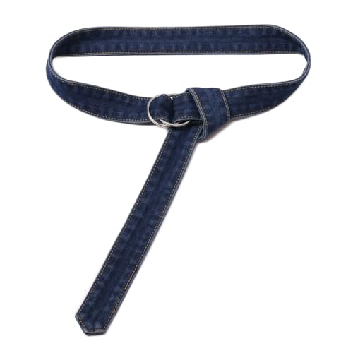 Women Denim Belt for Jeans Shirt Round Buckle Blue Denim Dress Waist Belts