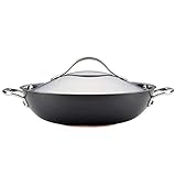Anolon 82945 Nouvelle Copper Hard Anodized Nonstick Wok/Stir Fry Pan/Wok Pan with Lid - 12 Inch, Dark Gray
