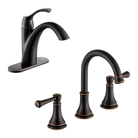 TimeArrow Oil Rubbed Bronze 8 inch Widespread Bathroom Sink Faucet with Pop up Drain, Single Handle Bathroom Faucet for Sink with Pop up Drain and Water Supply Lines, TAF830Y206-ORB Cover