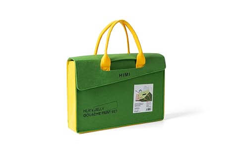 Image of HIMI - Gouache Paint - Gift Set with Bag - includes 12g Twin Cup set 72 colours | Palette | Painting Pointed Knife | Foldable water Bucket | Gouache Paper Pad 50 Pages - Green Apple Plastic Case