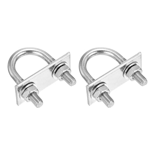 Image of DTGN M8x27x54mm U Bolts Round Kit - 2Set - 304 Stainless Steel U-Bolt Kit with Nuts, Washers, Frame Plate - Good for Pipe, Trailer, Automotive, Leaf Spring Fastener