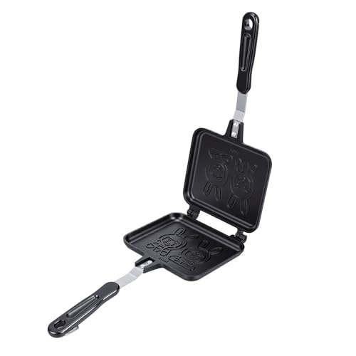 Greensen Sandwichera Doble Cara, Sartén para Panini Antiadherente con Diseño de Conejo y Cuerpo de Aleación de Aluminio, para Cocina en Casa, Camping y Picnic