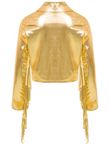 Fringe Jacket for Girls Hip Hop Jazz Dance Cropped Tops Kids Long Sleeve Zipper Coat Sparkle Tassels Outwear4
