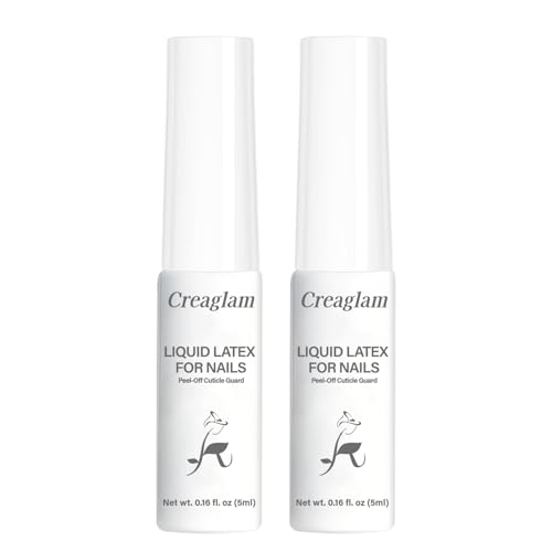 Creaglam Liquid Latex for Nails - 2-Pack Set - Quick-Dry, Peel Off Cuticle Guard & Nail Polish Barrier Protector for Flawless Manicures & Nail Art (2 x 5ML Bottles)