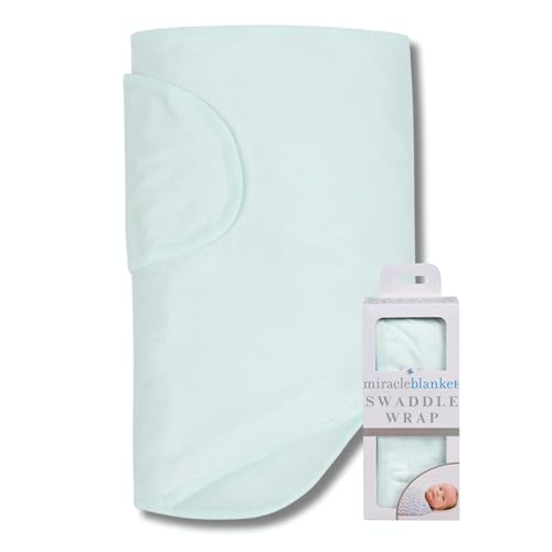 Image of Miracle Blanket Swaddle Wrap – Help Your Newborn Sleep Longer – Soft & Secure Sleep Sack for Infants – Easy-to-Use Swaddling Blanket for a Calm Baby (Mint)