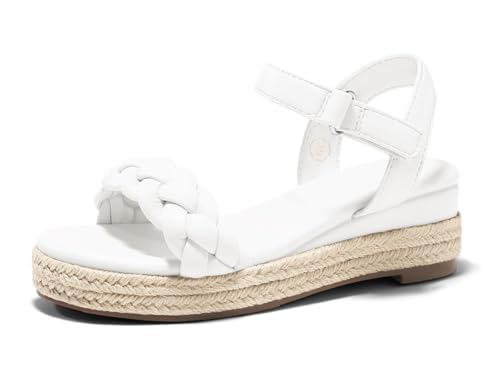 Image of Coutgo Girls Platform Sandals Espadrille Braid Open Toe Ankle Strap Wedge Sandals Summer Dress Shoes for Toddler /Little /Big Kids