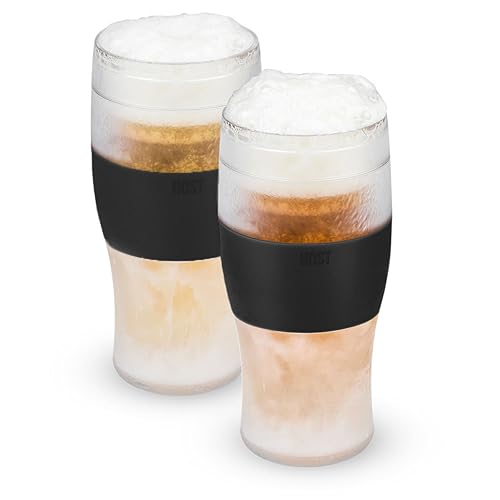 Comparison: Best Freezer Beer Mugs 2 Host FREEZE Beer Glasses, Frozen Beer Mugs, Freezable Pint Glass Set, Insulated Pint Glass to Keep Your Drinks Cold, Double Walled Insulated Glasses, Tumbler for Iced Coffee, 16oz, Set of 2, Black