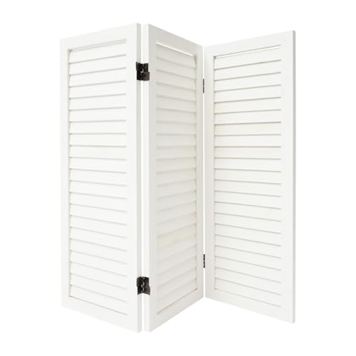 Wood Room Divider 3 Panel Short Folding Privacy Screen 2.6 Ft Tall White Freestanding Room Partitions for Office Bedroom Home