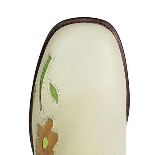 MAVMAX Floral Cowboy Boots for Women Flower Knee High Wide Calf Stacked Chunky Heel Boots Trendy Stylish Flower Booties3