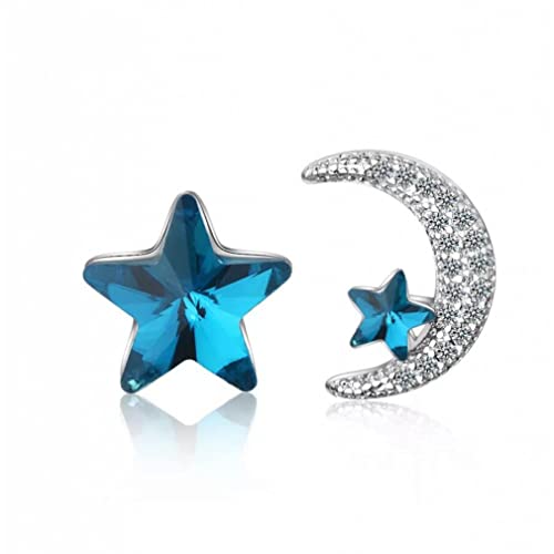 Boucles d'oreilles de Lune Argent sterling anti-allergie asymétrique pour femme