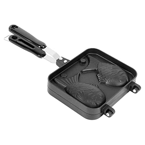 Bopfimer Taiyaki Double Fish Shaped Hot Dessert Waffle Cake Maker Pan Japanese Pancake Double Pan Fry Pan Cover