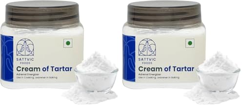 Image of Sattvic Foods Cream of Tartar Powder (100 g) | Potassium Bitartrate | Keto-Friendly Adrenal Energizer | Use in Cooking, Leavener in Baking, Natural Non-Toxic Cleaner (Pack of 2)