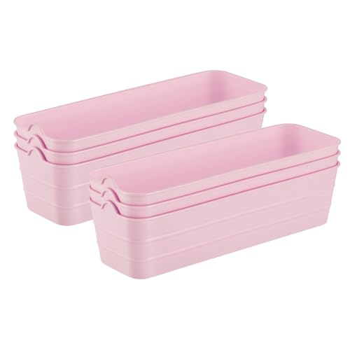 Image of KOLORR Flexi Tray Narrow Flexible Space-Saving Storage, Stackable Storage Organizer, Drawer Organizer Trays for Home, Washroom, Office, and Kitchen Organization Pack of 6 - Peach