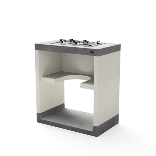 TUOZI - Módulo Stand PLAN/VENIT Gas 78 para Barbacoa de Obra Prefabricada (Blanco, Gris - 78 x 47 x 47 cm) - Uso en Exteriores