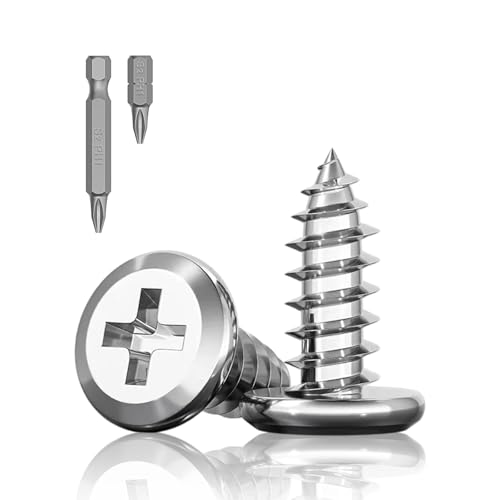 30Pcs M4 x 12mm Flat Head Self-Tapping Screws 304 Stainless Steel Phillips Drive Fastener Screws Cross Drive Self Drilling Screws 2 Bits for Wood Furniture and DIY Projects