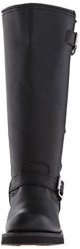 RIDETECS 16" Leather Biker Riding Boots For Men, Black - Tall & Wide Calf Adjustable Vamp With Side Ankle Straps2