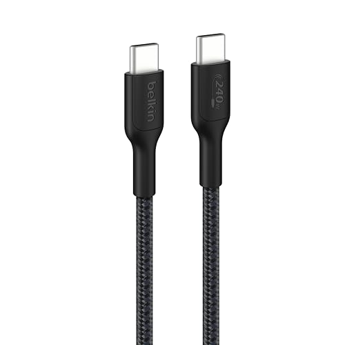 Image of Belkin USB-IF Certified Nylon Braided Cable 240 W | Ultra Fast Charging | Compatible with iPhone 17. 16, 15, iPad, Macbook, Windows, Samsung Galaxy, Google Pixel & More |1M, Black